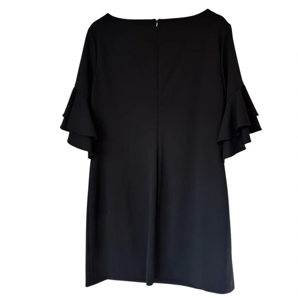 Lauren Ralph Lauren Black Long Sleeve Ruffle Dress, 16